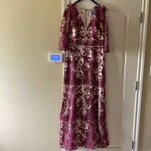 JS BURGUNDY LACE GOWN size12/14
